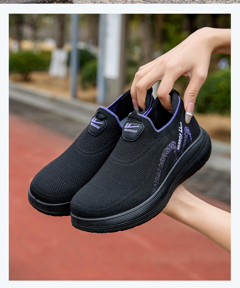 Warrior Elderly Women's Slip-On Breathable Mesh Non-Slip Sports Casual Shoes Black Purple Size 39 Model 2026 14