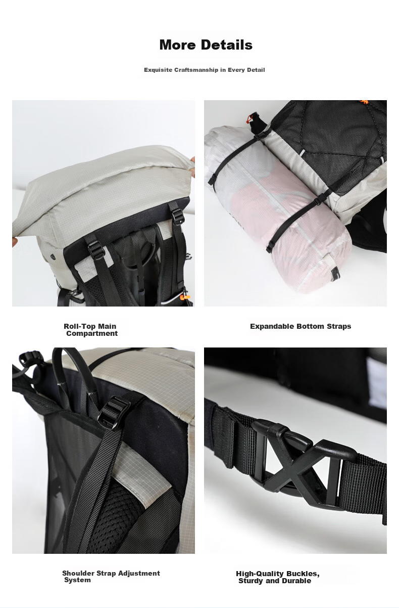 INOXTO Eagle 25L Suspended Back Professional Breathable Lightweight Hiking Mountaineering Travel Backpack 8122 Light Gray 11