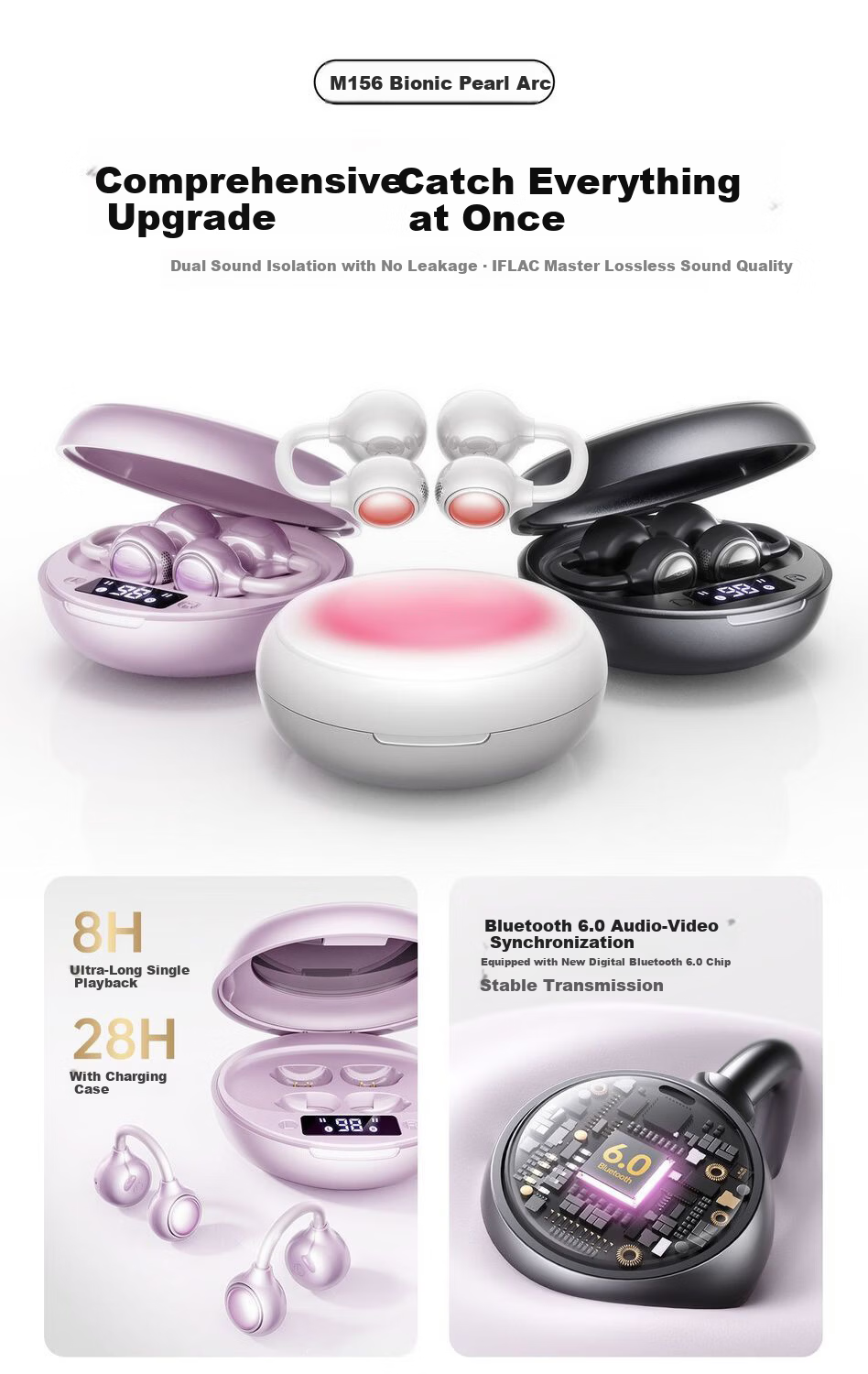 Chuangu 2026 Latest HIFI Sound Quality Bluetooth Bone Conduction Clip-On Wireless Open-Ear Earphones Noise Cancelling Comfortable Long Battery Life for Running 3