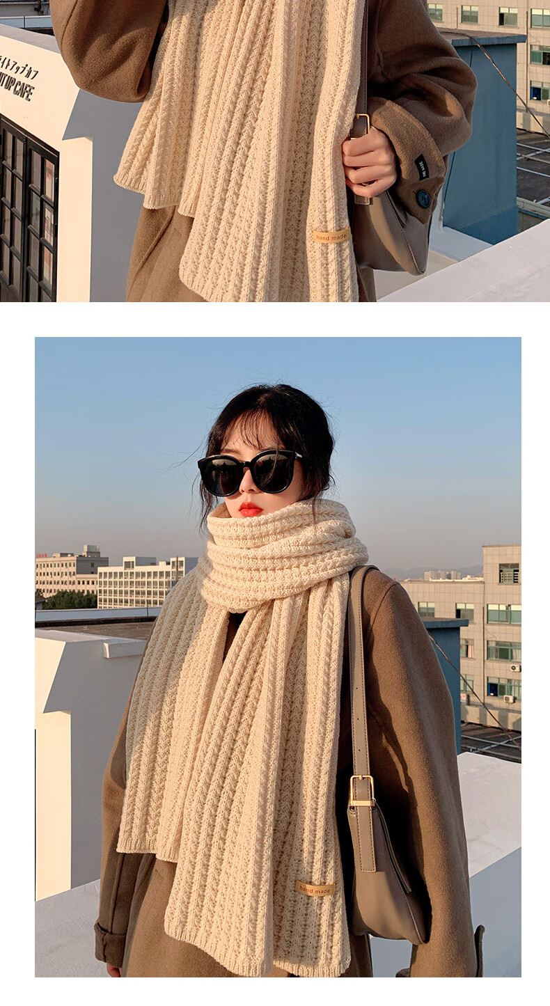 XUEXIMAN Women's Knitted Wool Scarf Versatile Korean Style Winter Red Cute INS Trendy New Year Neck Warmer for Students and Couples 5