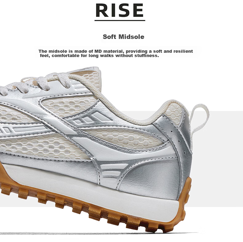 CAMEL Liuguang 2nd Generation Thin Sole Women's Breathable Casual Retro German Training Shoes K26BX5L3008 Silver/Ivory White Size 37 14