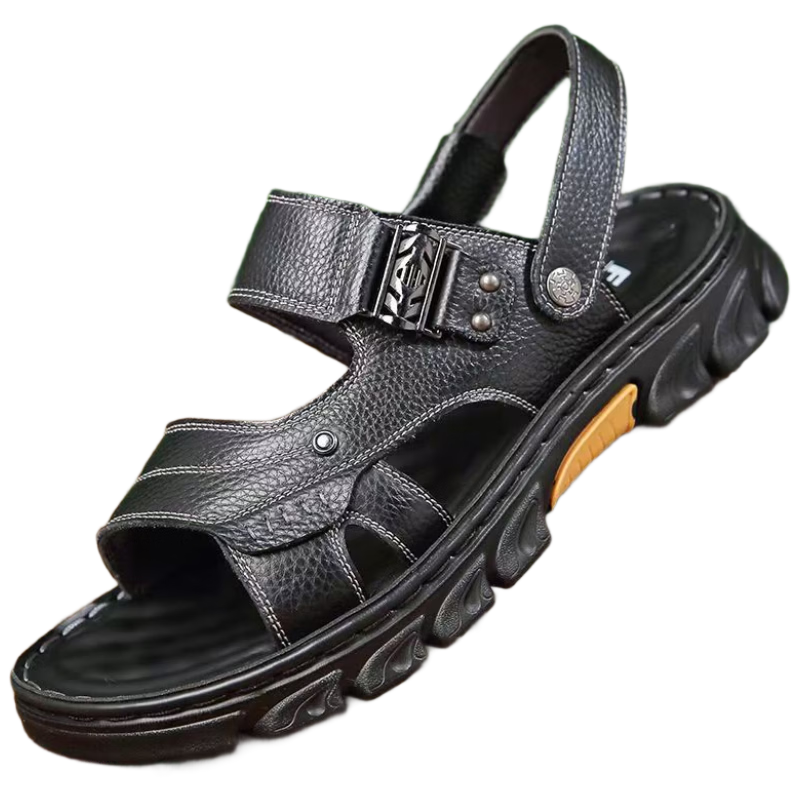 Jingzhenlianggong New Casual Soft Sole Men's Breathable Anti-Slip Sandals Dark Brown [Classic Bestseller] Size 38