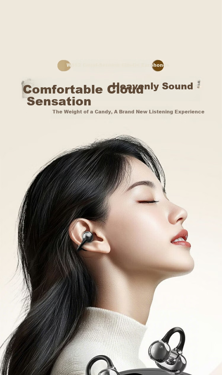 WITGOER [Latest 2026 Women's Model] Bluetooth Earphones, Clip-On Wireless Open Non-In Bone Conduction, Ultra-Long Battery Life, Sports Ultra Running Star Ring, Comfortable for Long-Term Wear 1