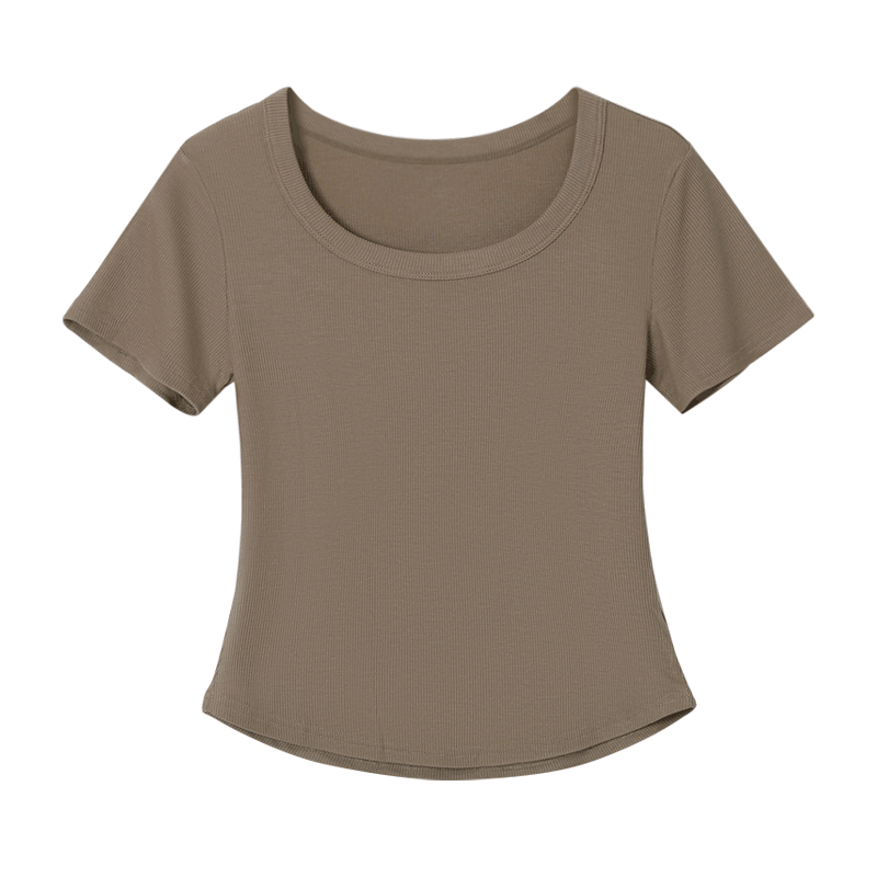 Hodo 10A Antibacterial Modal Short Sleeve T-Shirt for Women, Round Neck, Versatile Waist-Slimming Short Fit Base Tee