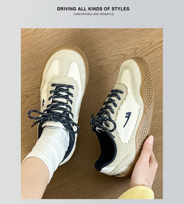 Warrior Training Shoes Versatile College Style Women's Fashion White Sneakers 818 Beige/Grey/Dark Blue Size 35 13