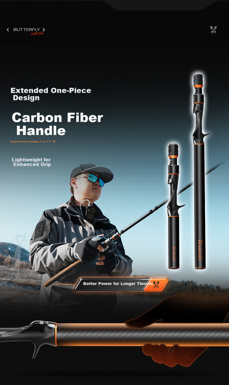 HISTAR 2.13m/2.28m Straight Handle ML [Adjustable Length] Butterfly Five-Section Portable Travel Rod [Carbon Fiber Handle] 5
