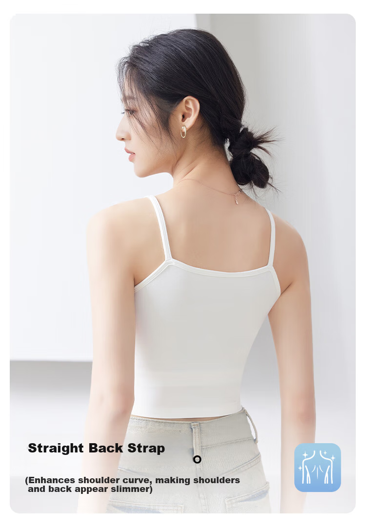 FitonTon Women's Seamless Ice Silk Camisole with Chest Pad, Backless Bra-Free Innerwear, Basic Layering Tank Top 6