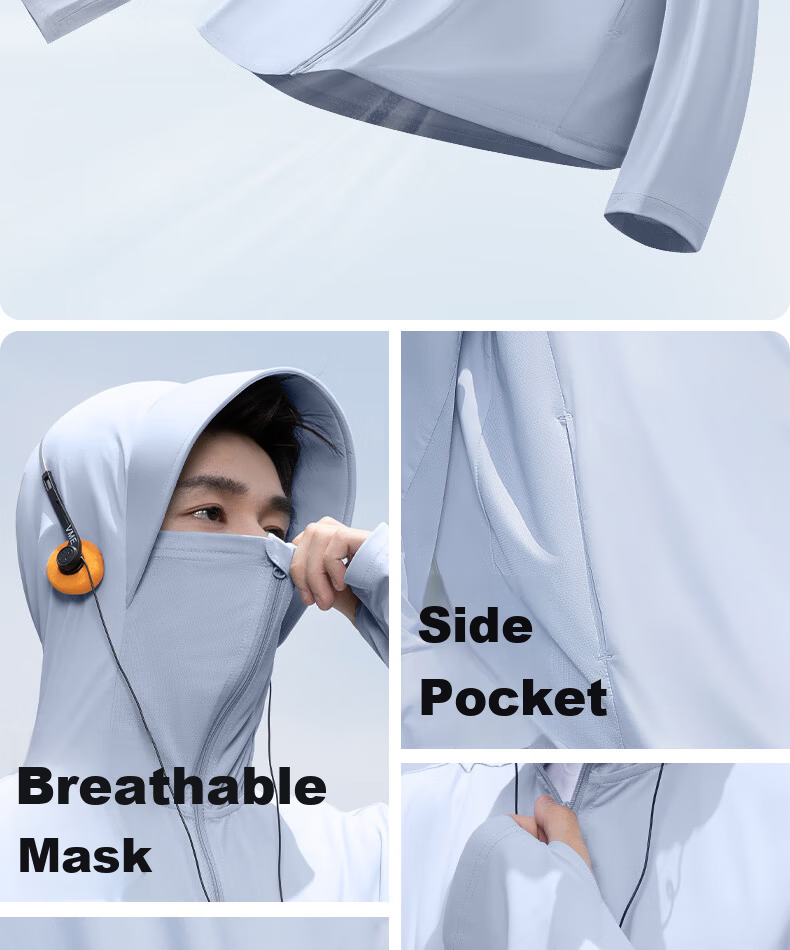 JEEP Men's Summer Outdoor Sun Protection Ice Silk Quick-Dry Lightweight Skin Jacket with Sunshade Brim W Dark Gray 2XL 15