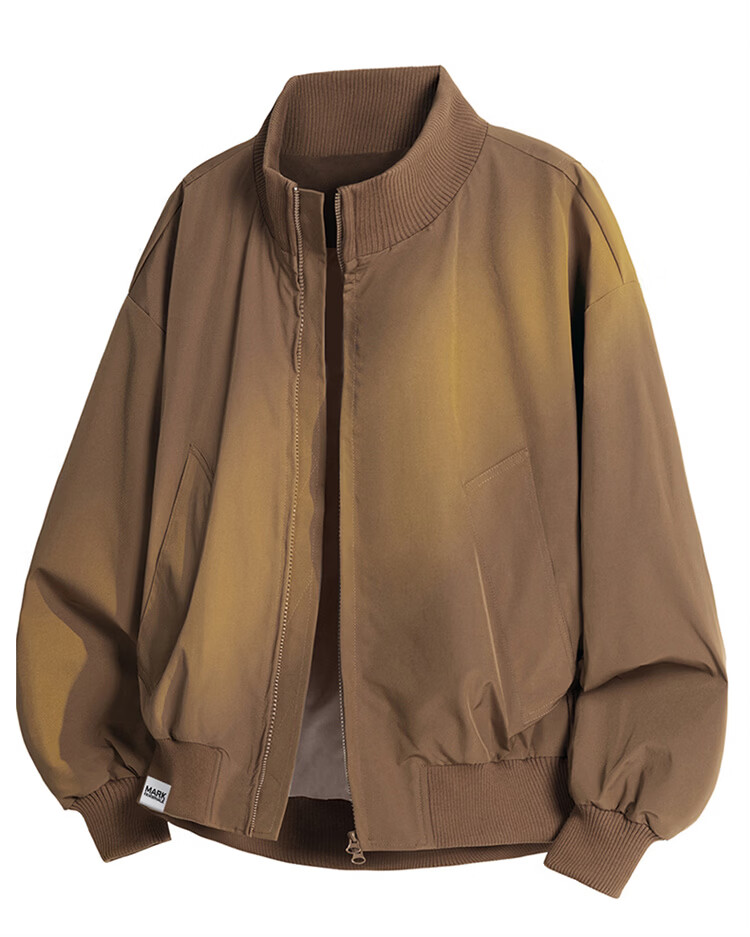 MARK FAIRWHALE Men's Spring Autumn Jacket Korean Style Flight Jacket Casual Loose Baseball Jacket Coffee XL 1