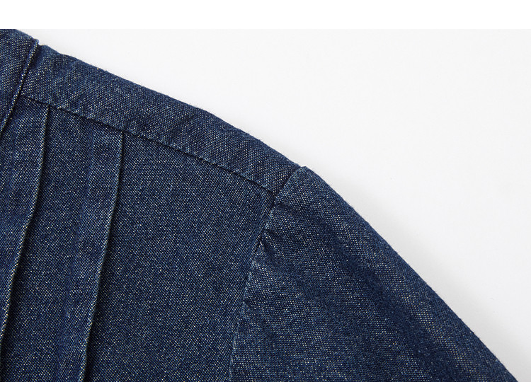 Demana Cloud Cotton 100 Lyocell French Style Round Neck Ruffle Drawstring Denim Shirt for Women Spring Autumn Premium 7