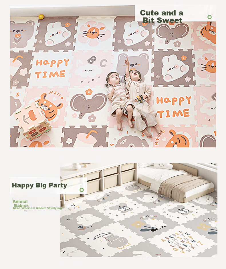 BG-BABYGO Baby Patchwork Crawling Mat Children's Floor Mat XPE Thickened Non-Toxic Odorless Infant Green Core 31