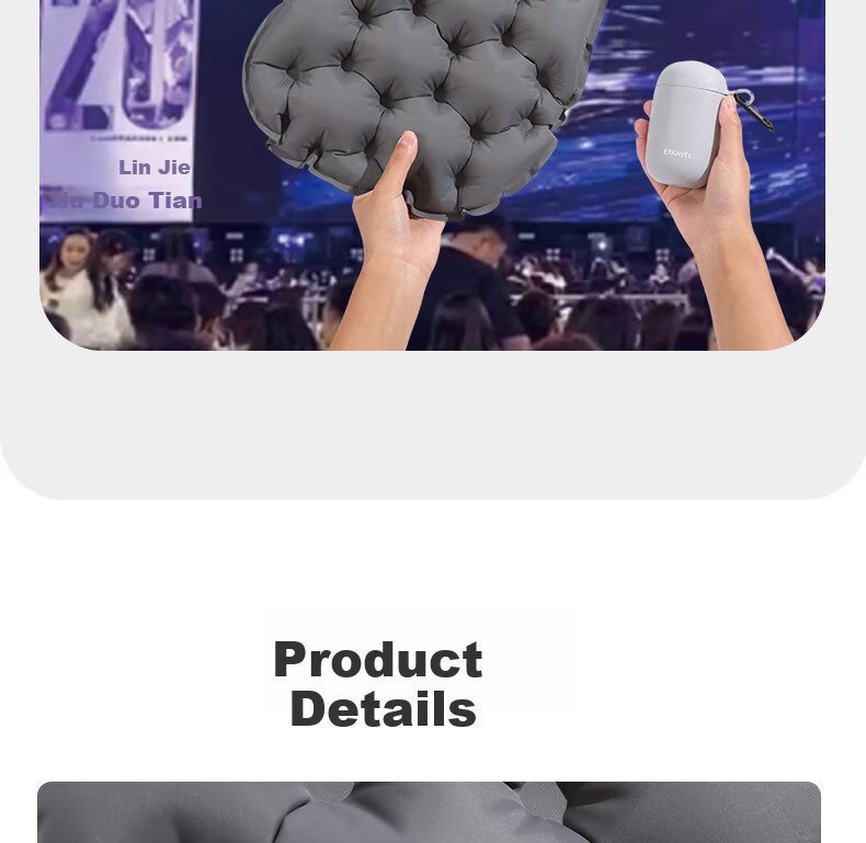 Etravel Outdoor Inflatable Seat Cushion Portable Foldable Air Pad Travel Camping Hiking Concert Moisture-Proof Gray 21