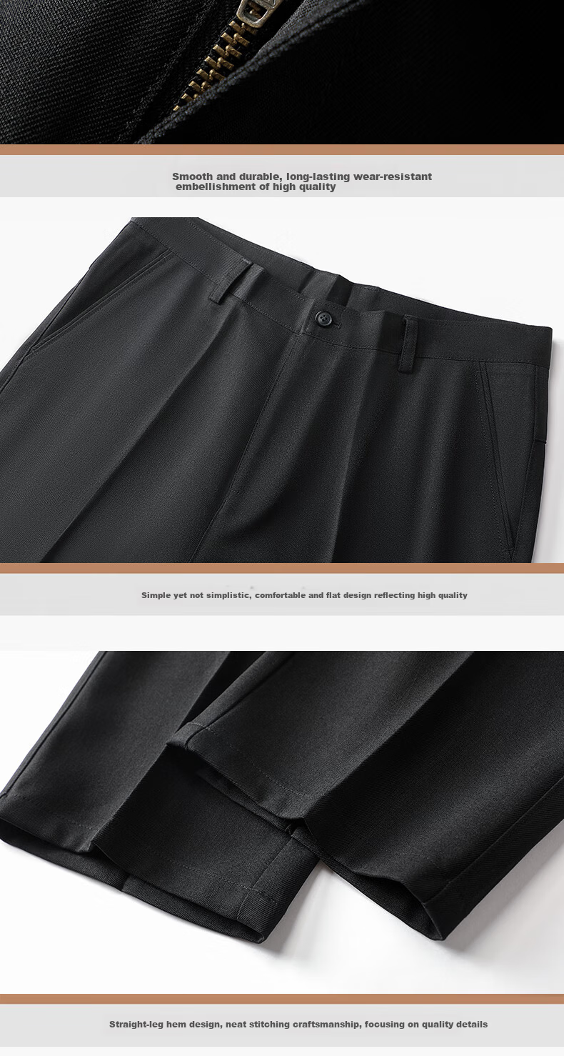 Pierre Cardin Breathable Wrinkle-Resistant Men's Summer Business Formal Straight Casual Trousers Dark Gray 33 46