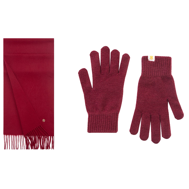 Wanshili Year of Birth Festival Gift Wool Red Scarf and Gloves Set Red Premium Gift Box - Yangyang Deyi
