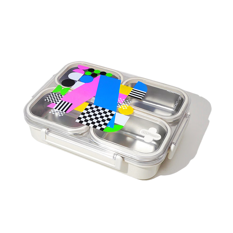 BBFRESH Elementary School Lunch Box 316 Stainless Steel Microwaveable Children's Bento Box with Bowl Four-Compartment Sealed Large Capacity