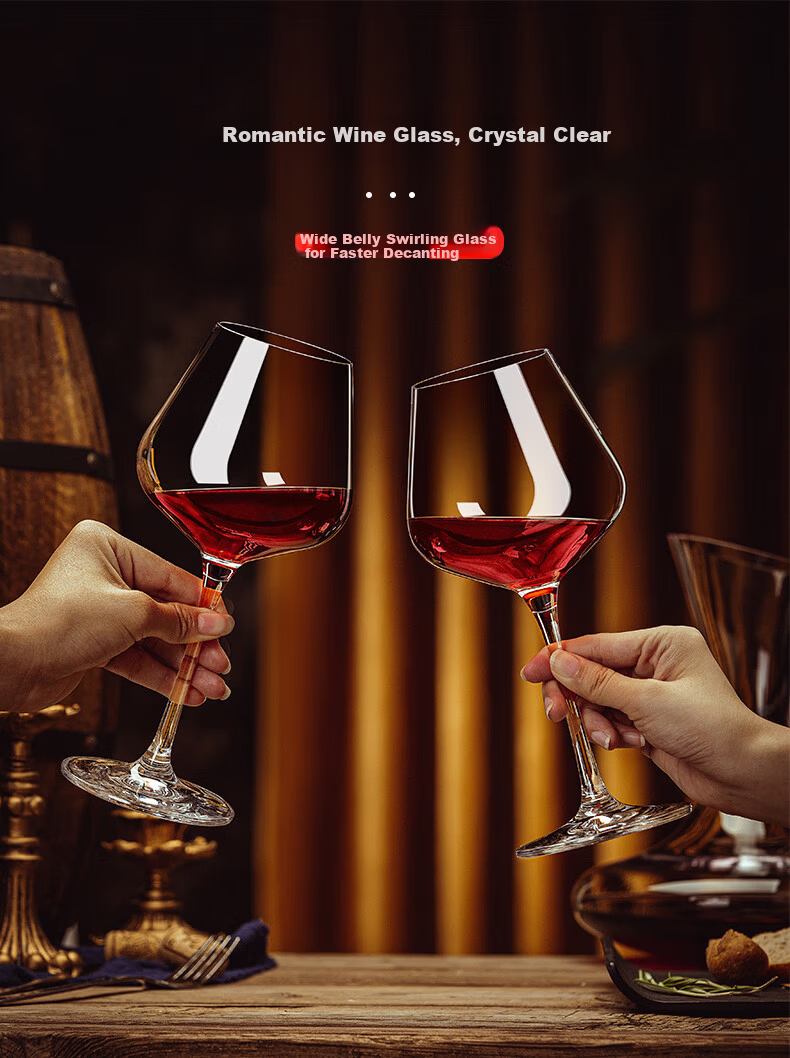 FANKAQI Luxury Crystal Wine Glass Set with Decanter High Stem Red Wine Glasses Gift for Housewarming Birthday Holiday 2