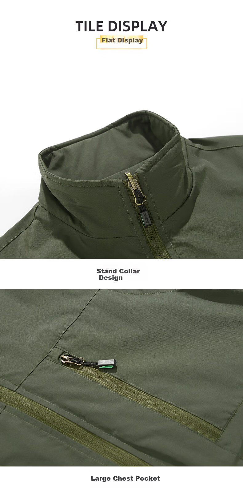 JEEP SPIRIT Men's Autumn Winter Fleece-Lined Large Size Casual Stand Collar Sleeveless Outdoor Fishing Vest Khaki XL 6
