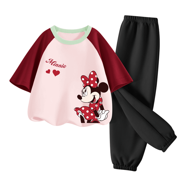 Disney Kids Sportswear 2026 Summer New Comfortable Cotton Girls Short Sleeve T-Shirt Loose Boys Summer Outfit
