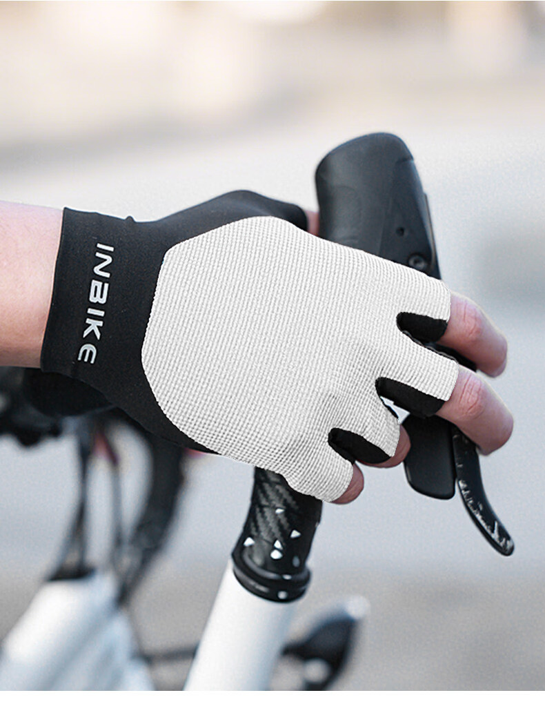 INBIKE Cycling Gloves Half Finger Unisex Spring Summer Mountain Road Bike Shock Absorption Breathable Gear Black White M 15