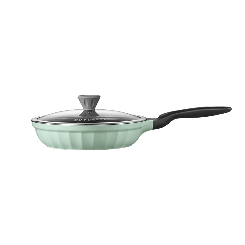 Buydeem Non-Stick Frying Pan, Flat Bottom Griddle for Roasting Meat, Suitable for Induction And Gas Stoves, Light Pine Green, 26cm