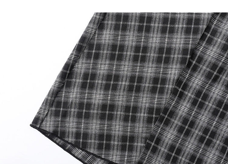 Demana Vintage Date Autumn Design Patchwork Plaid Striped A-Line Slimming Concealment High-End Women's Skirt 13