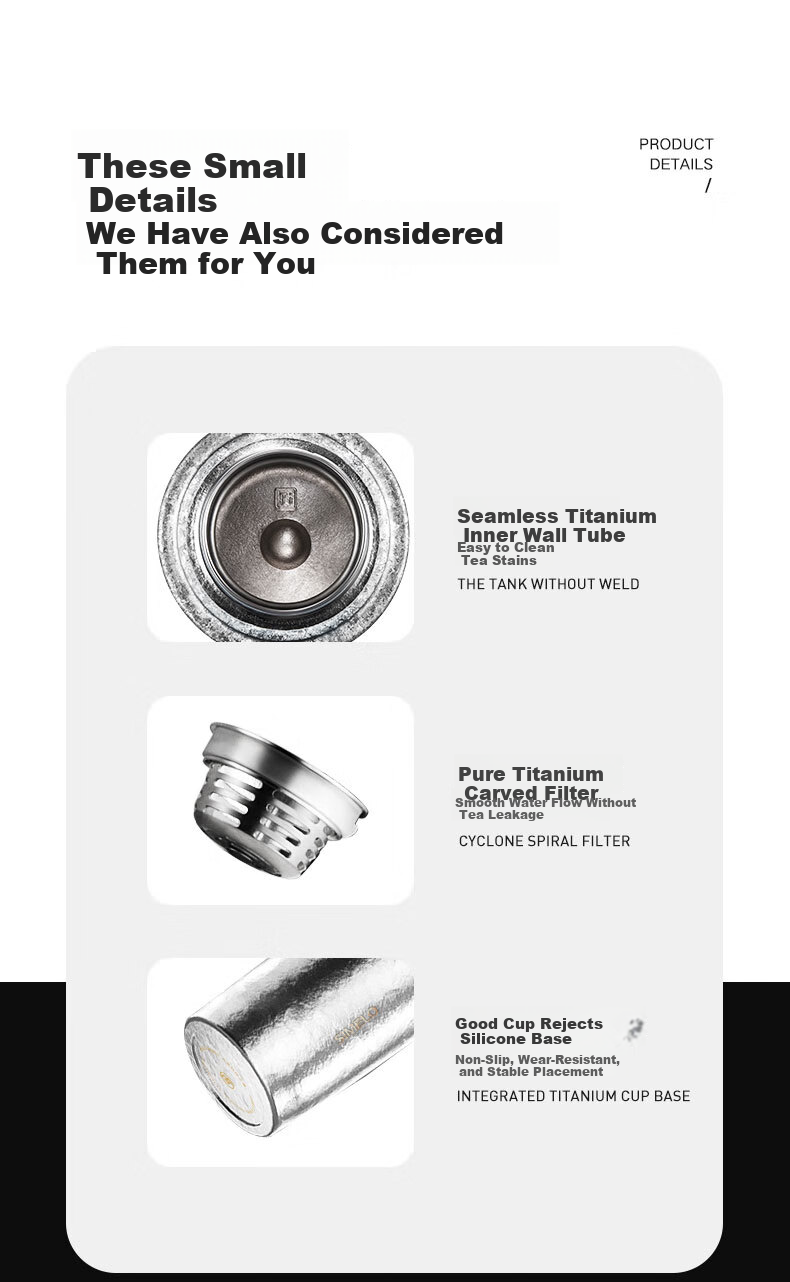 SIMELO Pure Titanium Insulated Mug Unisex Outdoor Stylish Tea Cup Titanium Water Bottle Mug Valentine's Day Gift Box Set 11