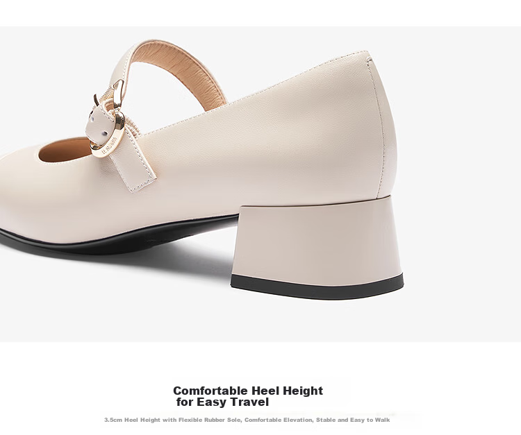 Le saunda 2025 Autumn Winter Fashion Commuter Chunky Heel Genuine Leather Mary Jane Shoes Women 6T35405 Cream White BEK39 6