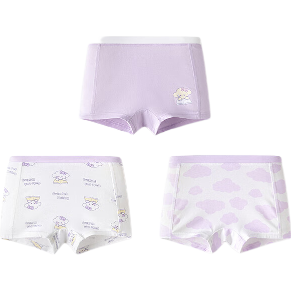 BALABALA Girls' Cotton Boxer Briefs Antibacterial Crotch Three-Pack 208925170009