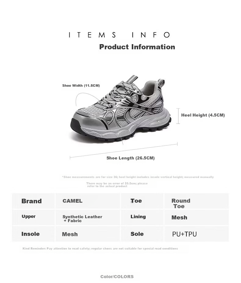 CAMEL [Li Keyi Same Style] Silver Moon Dad Sneakers L24A283742A Beige/Gold/Pink (Women's) Size 40 40