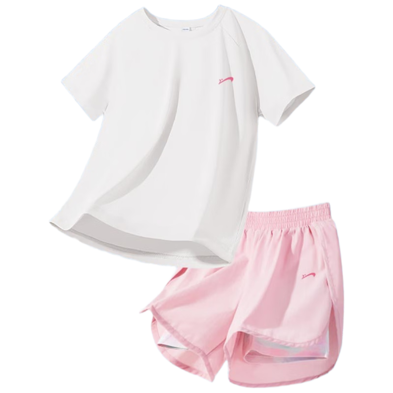 Guirenniao Kids Girls Summer Thin Breathable Short Sleeve Sports Quick-Dry Two-Piece Set