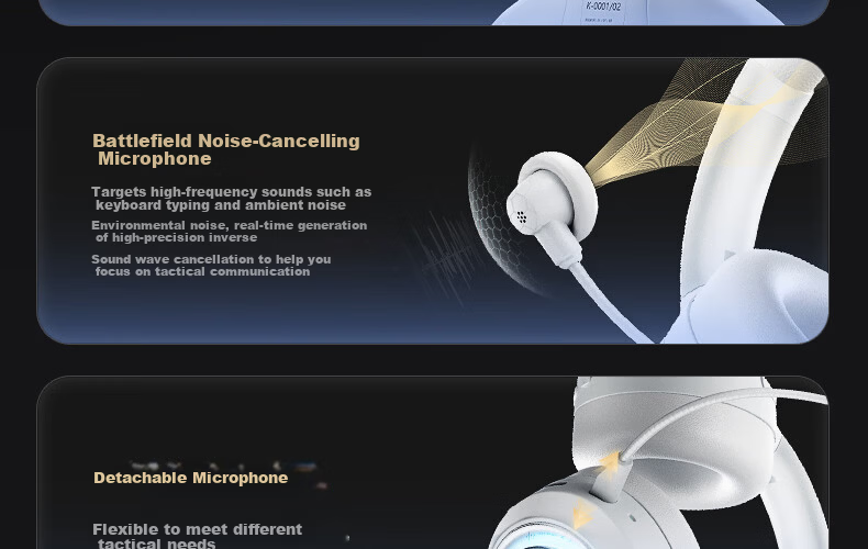 IKF King G Five-Mode Wireless Noise-Cancelling Gaming Headset Over-Ear 2.4G Wired Bluetooth 7.1 Surround Sound LDAC High-Resolution E-Sports Noise-Cancelling Microphone Sky Blue 38
