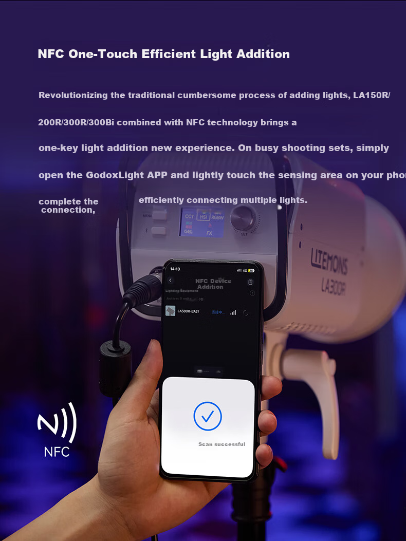 Godox LA300R RGB Professional Live Streaming Fill Light Dual Color Temperature Photography Video Continuous Light Official Standard Edition 4