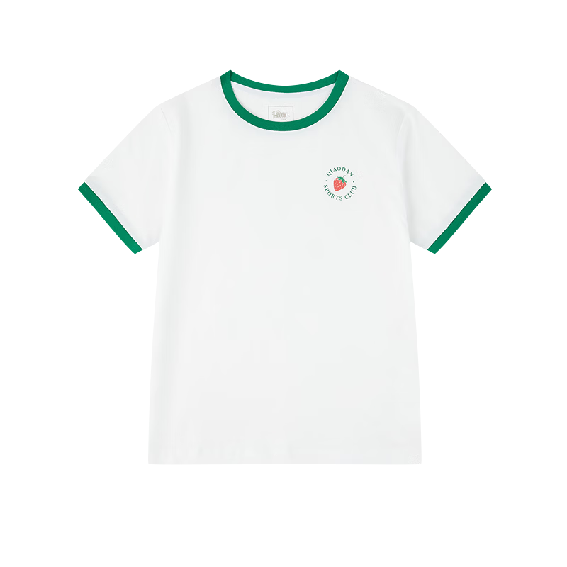 QIAODAN Casual Short-Sleeve T-Shirt for Women, Summer Trendy Pure Cotton Loose Versatile Round Neck Short Tee
