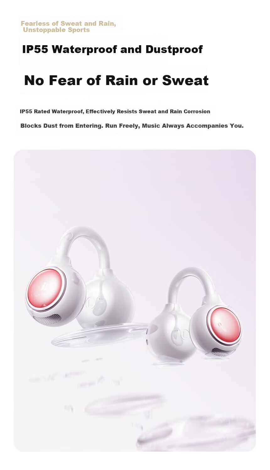 Chuangu 2026 Latest HIFI Sound Quality Bluetooth Bone Conduction Clip-On Wireless Open-Ear Earphones Noise Cancelling Comfortable Long Battery Life for Running 19