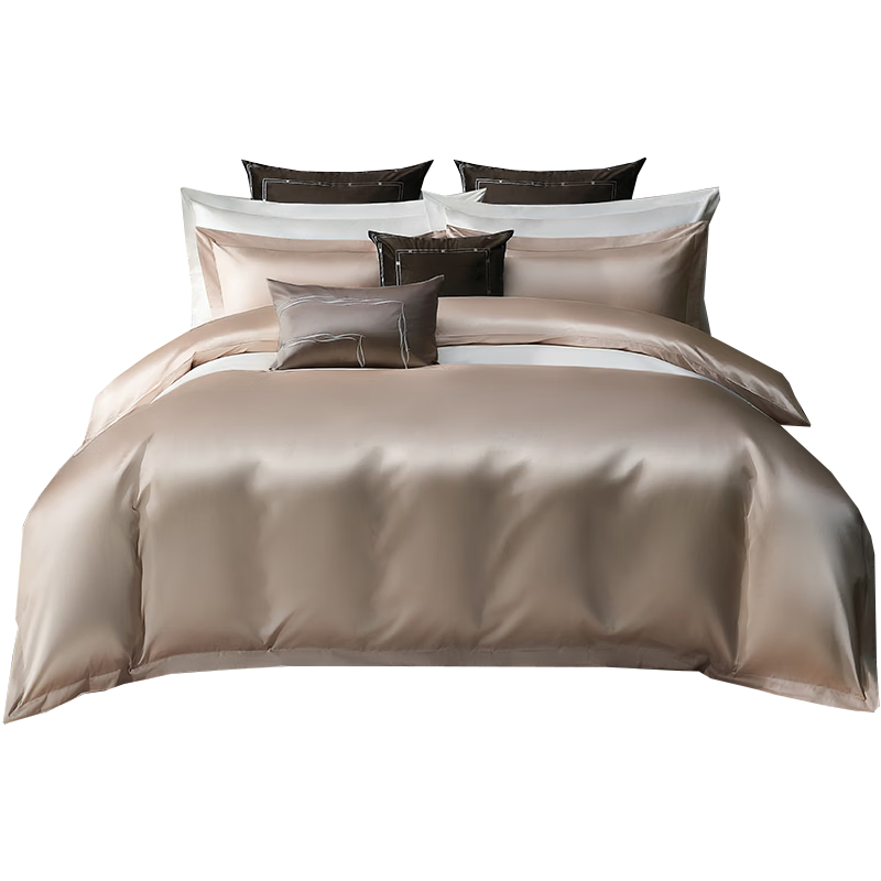 Canasin Five-Star Hotel Bedding Class A, 60-Count Pure Cotton Sateen, Simple Four-Piece Set, All-Cotton Duvet Cover, Light Camel Color, for 1.8-Meter Bed