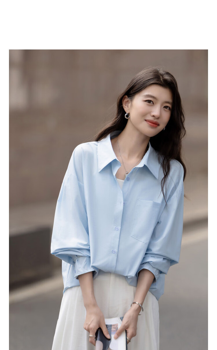 Demana [Quick-Dry Sun Protection Solona] Spring UPF50+ Simple Collar Loose Fit Petite Women's Shirt 14