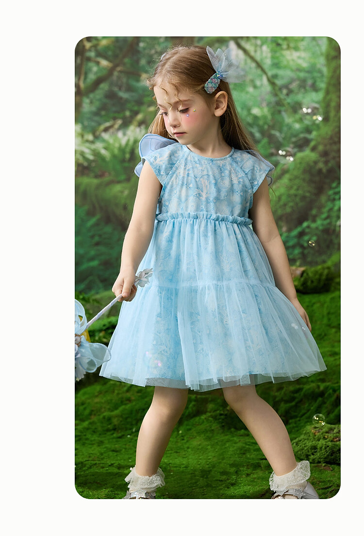 ASK JUNIOR Kids Summer Mesh Princess Dress Toddler Vacation Style Dress 12