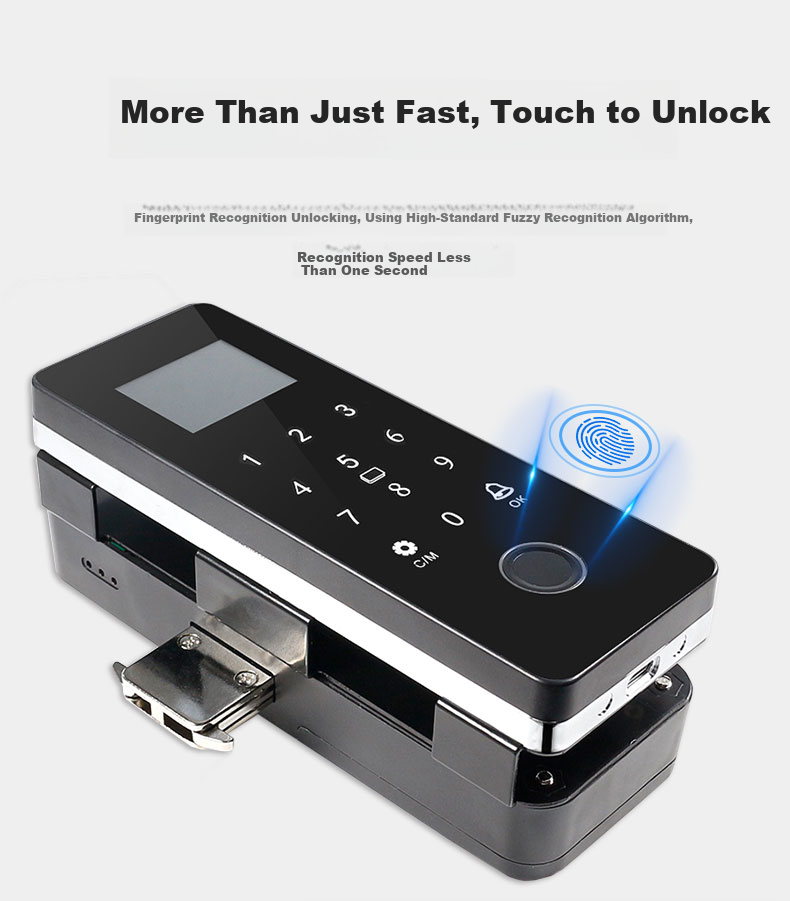 Youku Frameless Glass Door Fingerprint Lock, Wooden Door Fingerprint Door Lock, Single/double Electronic Password Lock for Access Control And Attendance with Screen, IC Card Mini Program Unlocking, DW-611 3