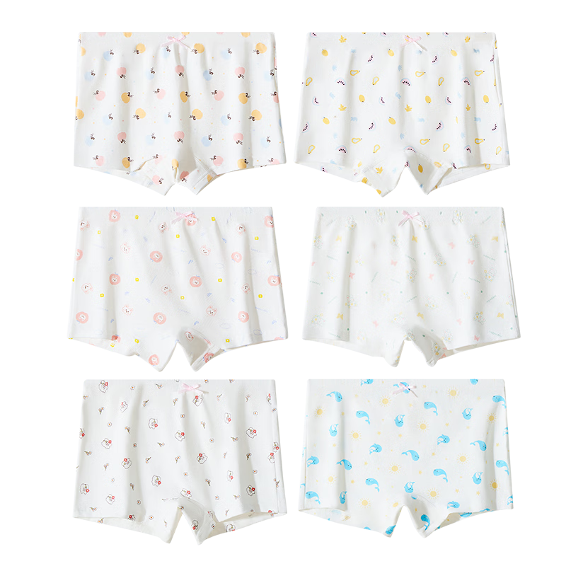 Langsha Children's Girls' Underwear, Antibacterial Boxer Shorts for Kids Ages 5A, Pack of 6