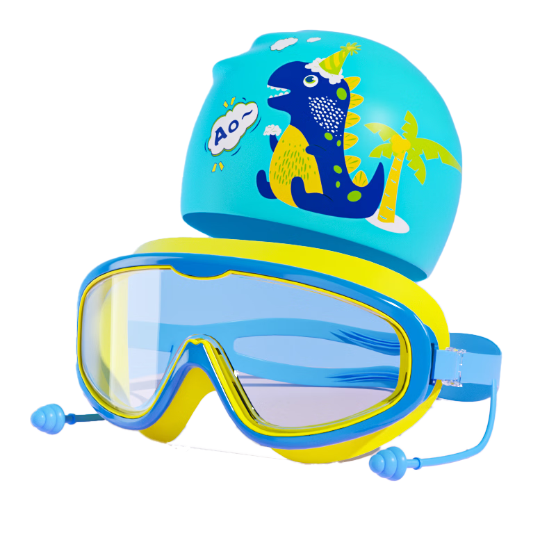 COOKSS Kids Waterproof Anti-Fog HD Swimming Goggles and Swim Cap Set for Boys and Girls Professional Swimming Diving Gear