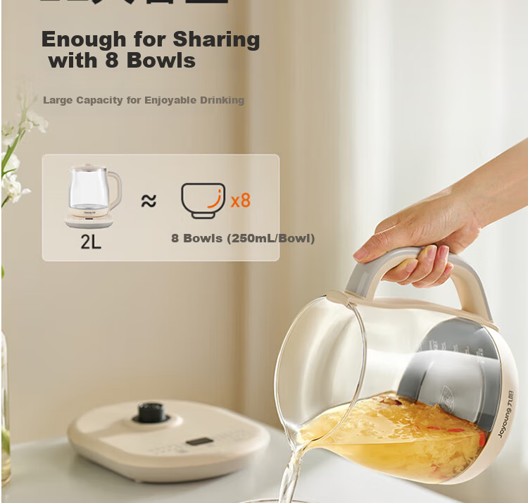 Joyoung 2L Multifunctional Temperature-Controlled Tea Maker Health Pot 316L Stainless Steel Office Electric Kettle 1200W High Power K20D-WY603 4