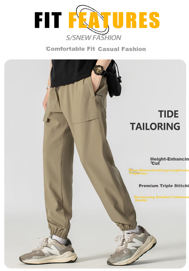 JEEP Men's Outdoor Windproof Waterproof Hiking Cargo Pants Loose Fit Khaki 4XL 2