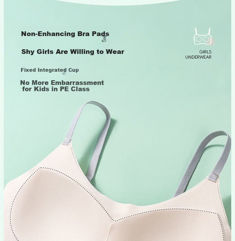 FitonTon Teen Girls Developmental Underwear 13-Year-Old High School Girls Children's Vest Sports Shockproof Junior High School Student Girls Bra 10