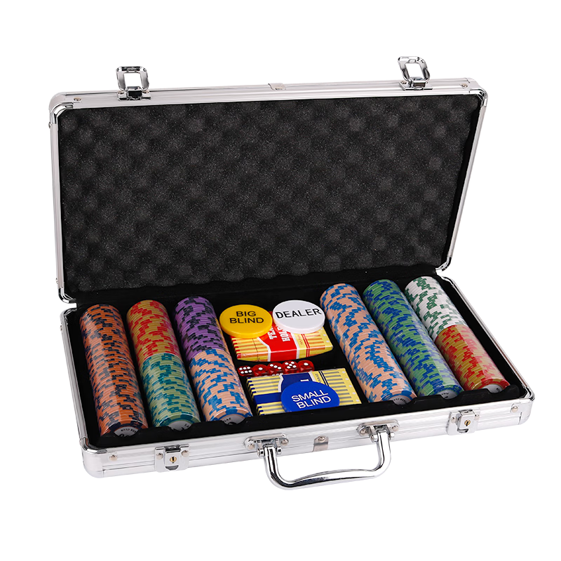 Zihu Poker Chips, Texas Hold'em Chips, Card Game And Mahjong Specific Chips, Aluminum Box, 300 Pieces, Small Six-Point Dice, No Face Value