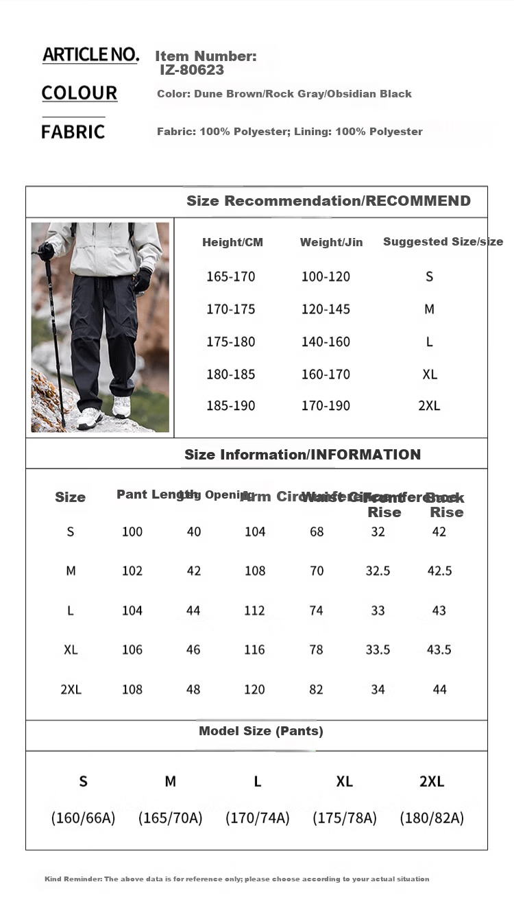 JEEP SPIRIT Men's Casual Pants Autumn Winter Hiking Three-Proof Tactical Cargo Pants Obsidian Black [Composite Fabric] XL 4