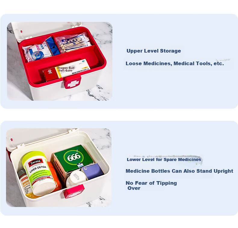 Mengtin Large Capacity Medicine Storage Box Family and Student Dormitory Use Household First Aid Kit Organizer Large Size 7
