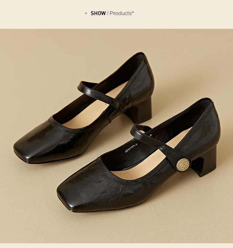 LAORENTOU Women's Shallow Lambskin Mary Jane Shoes Elegant Black High Heels Party Shoes LB15157- Black Size 39 14