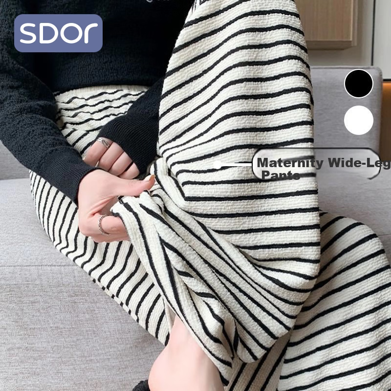 Shiduo Maternity Pants Spring Autumn Wide-Leg Striped Loose Plus Size Leggings Casual Pants Autumn XL