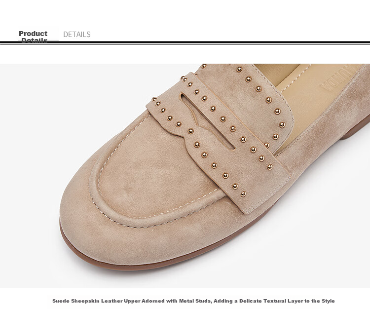 Le Saunda Round Toe Casual Sheepskin Low Heel Loafers Women 12602 Brown Coffee CMS 37 4