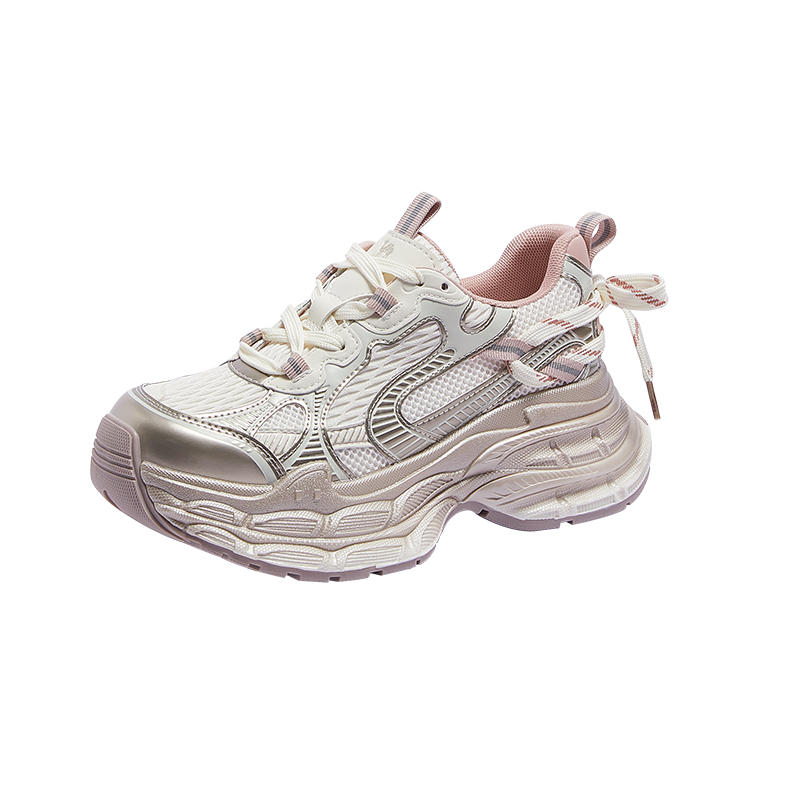 CAMEL Silver Moon 3rd Generation Dad Sneakers Women's Casual Shoes L26S283125 Beige/Gold/Pink Size 39